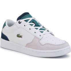 Sneakersy LACOSTE - Master Cup 120 2 Suj 7-39SUJ0010082 Wht/Grn. Białe trampki chłopięce Lacoste, bez wzorów, z zamszu, na sznurówki. W wyprzedaży za 259,00 zł.