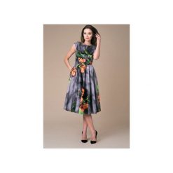 Sukienka Midi Azalea Bloosom Ombre. Szare sukienki damskie Nat fashion room, na wiosnę, bez wzorów, z bawełny, bez kołnierzyka, bez rękawów, midi, dopasowane. Za 390,00 zł.