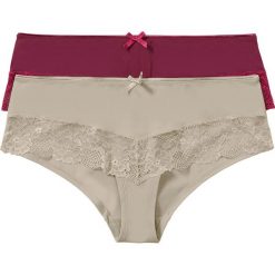 Figi "panty" (2 pary) bonprix cielisty + bordowy - czerwień granatu. Brązowe panty damskie bonprix. Za 39,98 zł.