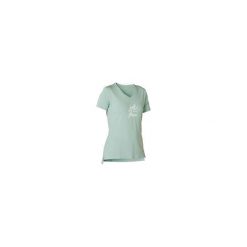 Koszulka krótki rękaw Gym & Pilates 510 damska. Zielone t-shirty damskie NYAMBA, xl, bez wzorów, z elastanu, sportowe, bez kołnierzyka. Za 44,99 zł.