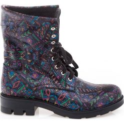 Sznurowane botki z ociepleniem na grubej podeszwie - skóra naturalna - model 431 - kolor indian. Szare botki damskie Zapato, na zimę, z jeansu, bez obcasa, na płaskiej podeszwie, na sznurówki. W wyprzedaży za 319,20 zł.