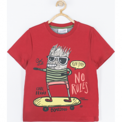 Koszulka. Czerwone t-shirty chłopięce z krótkim rękawem marki NO RULES, z aplikacjami. Za 39,90 zł.