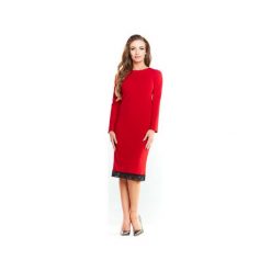 Sukienka midi N040 czerwony. Czerwone sukienki damskie Awama, xl, bez wzorów, z poliesteru, bez kołnierzyka, bez rękawów, midi. Za 139,00 zł.
