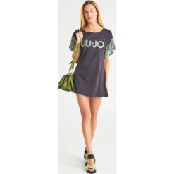 SUKIENKA liu jo. Czarne sukienki damskie Liu Jo, na imprezę, xs, z nadrukiem, z okrągłym kołnierzem, z krótkim rękawem, krótkie, mini. Za 379,00 zł.