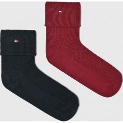 Tommy Hilfiger - Skarpetki (2-pack). Czerwone skarpetki damskie marki TOMMY HILFIGER, z elastanu. W wyprzedaży za 39,90 zł.