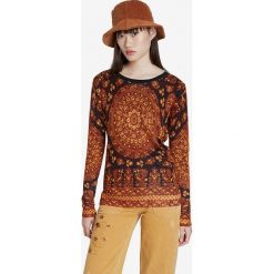 Desigual Lugano Sweter Czarny Brązowy. Pomarańczowe bluzy damskie Desigual, s, bez wzorów, z wiskozy, bez rękawów, bez kaptura. Za 395,95 zł.