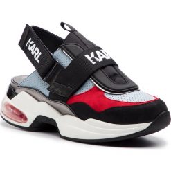 Sandały KARL LAGERFELD - KL61710 Blue Mix Suede/Textile. Niebieskie klapki damskie KARL LAGERFELD, bez wzorów, ze skóry, bez obcasa, na obcasie. W wyprzedaży za 669,00 zł.