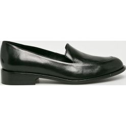 Solo Femme - Mokasyny. Czarne mokasyny damskie Solo Femme, ze skóry. Za 339,90 zł.