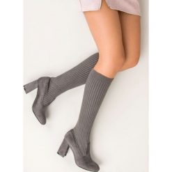 Buty zimowe damskie: DOPASOWANE KOZAKI SZARE