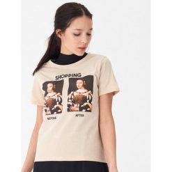 T-shirt z nadrukiem Shopping - Kremowy. Białe t-shirty damskie House, xl, z nadrukiem, bez kołnierzyka. Za 29,99 zł.