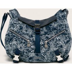 Desigual - Torebka. Niebieskie torby damskie na zakupy Desigual, w paski, z bawełny, na ramię, duże, bez dodatków. Za 399,90 zł.