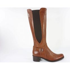 KOZAKI DAMSKIE ACO 1376 BRĄZ. Kozaki damskie ACORD, ze skóry, bez obcasa, bez zapięcia. Za 259,00 zł.