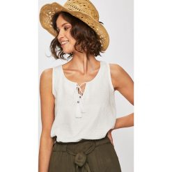 Answear - Top. Białe bluzki damskie ANSWEAR, s, bez wzorów, z wiskozy, z okrągłym kołnierzem. Za 39,90 zł.
