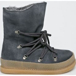 Birkenstock - Śniegowce Masi. Szare śniegowce damskie marki Birkenstock, ze skóry, bez zapięcia. W wyprzedaży za 429,90 zł.