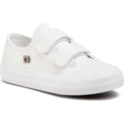 Trampki BIG STAR - FF374096 White. Białe trampki dziewczęce BIG STAR, bez wzorów, z gumy, na rzepy. Za 119,00 zł.