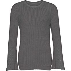 Sweter dzianinowy z rozkloszowanymi rękawami bonprix szary melanż. Szare swetry klasyczne damskie marki bonprix, melanż, z dzianiny, z okrągłym kołnierzem. Za 99,99 zł.