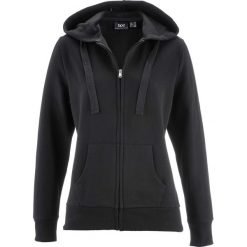 Bluza rozpinana bonprix czarny. Czarne bluzy damskie marki bonprix, w paski, z kapturem. Za 59,99 zł.