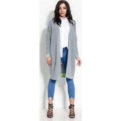 Kardigan I310 szary. Szare swetry damskie Tagless, na wiosnę, s, bez wzorów, eleganckie, bez rękawów, bez kaptura. Za 133,00 zł.