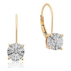 Wspaniałe Złote Kolczyki - złoto żółte 333, Diament 0,16ct. Żółte kolczyki damskie W.KRUK, z diamentem, złote. Za 1690,00 zł.
