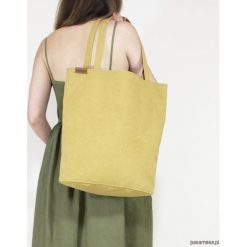 Shopper bag XL żółta torba z grubej bawełny. Żółte torby damskie na zakupy Pakamera, z bawełny. Za 165,00 zł.
