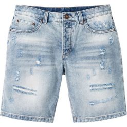 Bermudy dżinsowe bonprix niebieski "bleached used". Niebieskie jeansy męskie bonprix, m, bez wzorów. Za 89,99 zł.