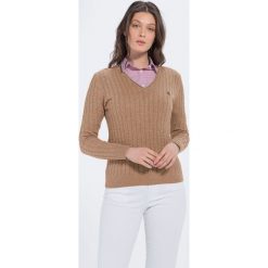 Jimmy Sanders sweter damski 19W XL brązowy. Pomarańczowe swetry damskie Jimmy Sanders, xl, bez wzorów, bez rękawów, bez kaptura. Za 169,00 zł.