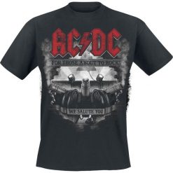 AC/DC For Those About To Rock - We Salute You - black & white T-Shirt czarny. Czarne koszulki męskie marki AC/DC, l, bez wzorów, rockowe, bez kołnierzyka. Za 74,90 zł.