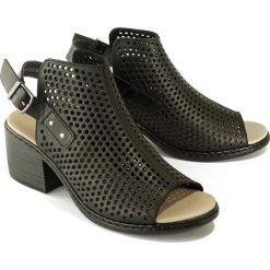 RIEKER V0590-00 black, sandały damskie. Czarne sandały damskie Rieker, bez wzorów, bez obcasa, na obcasie, bez zapięcia. Za 249,90 zł.