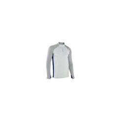 Bluza do piłki nożnej TRAXIUM na krótki suwak. Szare bluzy męskie KIPSTA, m, bez wzorów, z elastanu, bez kołnierzyka, z krótkim rękawem, krótkie, bez kaptura. Za 89,99 zł.
