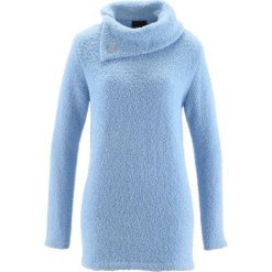 Sweter bonprix lodowy niebieski. Niebieskie golfy damskie bonprix, z materiału. Za 74,99 zł.