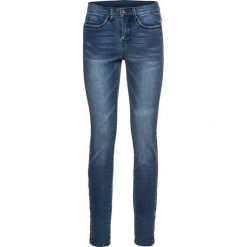 Dżinsy SkINNY z paskiem w deseń etno bonprix niebieski "stone”. Niebieskie jeansy damskie bonprix. Za 159,99 zł.