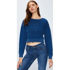 Guess Jeans - Bluza. Szare bluzy damskie Guess Jeans, s, z nadrukiem, z bawełny, bez rękawów, bez kaptura. W wyprzedaży za 139,90 zł.