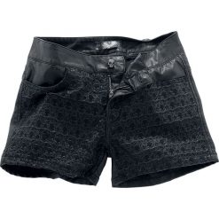 Rock Rebel by EMP Dark Matter Hotpants czarny. Czarne szorty damskie marki Rock Rebel by EMP, s, z aplikacjami, rockowe. Za 44,90 zł.