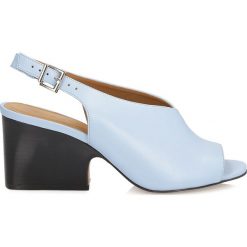 Sandały damskie: Niebieskie sandały peep toe