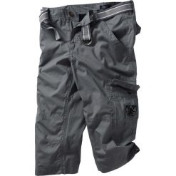 Spodnie 3/4 z paskiem Loose Fit bonprix dymny szary. Szare spodnie męskie bonprix, m, bez wzorów. Za 89,99 zł.