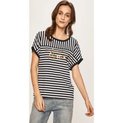 Trussardi Jeans - T-shirt. Czarne bluzki damskie Trussardi Jeans, s, z nadrukiem, z elastanu, z okrągłym kołnierzem. Za 299,90 zł.
