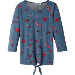 Shirt (rękawy 3/4) z przewiązaniem bonprix indygo z nadrukiem. Niebieskie bluzki dziewczęce bonprix, z nadrukiem, bez kołnierzyka, bez rękawów, bez kaptura. Za 21,99 zł.