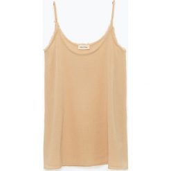 Top "Ybanut" w kolorze beżowym. Brązowe bluzki damskie American Vintage, s, bez wzorów, z bawełny, z okrągłym kołnierzem. W wyprzedaży za 107,95 zł.