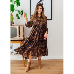 Sukienka Helen navy blue. Niebieskie sukienki damskie Fanaberia.com, na jesień, bez wzorów, retro, bez kołnierzyka, bez rękawów. Za 139,90 zł.
