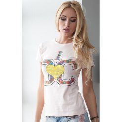 Bladoróżowy T-shirt z aplikacją A191. Szare t-shirty damskie marki Fasardi, z aplikacjami. Za 14,99 zł.