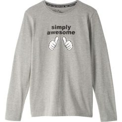 Shirt z długim rękawem bonprix jasnoszary melanż z nadrukiem. Szare koszule chłopięce marki bonprix, z nadrukiem, z okrągłym kołnierzem, z długim rękawem, długie. Za 16,99 zł.
