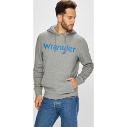 Wrangler - Bluza. Szare bluzy męskie rozpinane Wrangler, l, z nadrukiem, z bawełny, z kapturem. Za 239,90 zł.