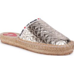 Espadryle LOVE MOSCHINO - JA10352G0AJB0900 Platino. Żółte espadryle damskie Love Moschino, bez wzorów, ze skóry, bez obcasa. W wyprzedaży za 739,00 zł.