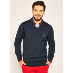 Sweter Boss Vai_Pro 50422635. Niebieskie swetry męskie Boss, xxl, bez wzorów, klasyczne, z klasycznym kołnierzykiem, bez kaptura. W wyprzedaży za 379,00 zł.