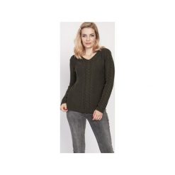 Sweter z dekoltem, SWE186 MKM. Zielone swetry damskie Mkm swetry, l, bez wzorów, z wełny, bez rękawów, bez kaptura. Za 130,00 zł.