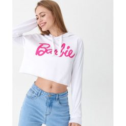 Krótka bluza Barbie - Biały. Białe bluzy damskie marki House, s, bez wzorów, z krótkim rękawem, krótkie, bez kaptura. Za 69,99 zł.