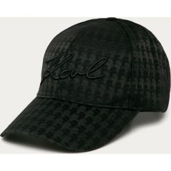 Karl Lagerfeld - Czapka. Czarne czapki damskie KARL LAGERFELD, z aplikacjami, z bawełny. Za 339,90 zł.