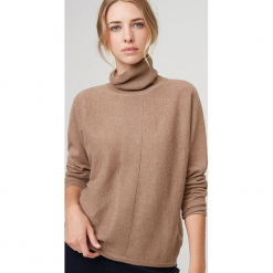 Kaszmirowy sweter w kolorze karmelowym. Brązowe golfy damskie Rodier, z kaszmiru. W wyprzedaży za 391,95 zł.
