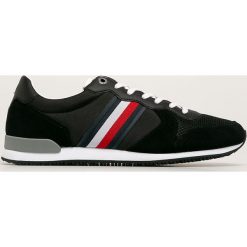 Tommy Hilfiger - Buty. Niebieskie sneakersy męskie TOMMY HILFIGER, ze skóry, na sznurówki, do biegania. Za 399,90 zł.