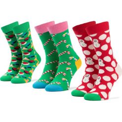 Zestaw 3 par wysokich skarpet unisex HAPPY SOCKS - XMAS08-7004 Kolorowy. Skarpetki damskie Happy Socks, bez wzorów, z elastanu. Za 119,90 zł.